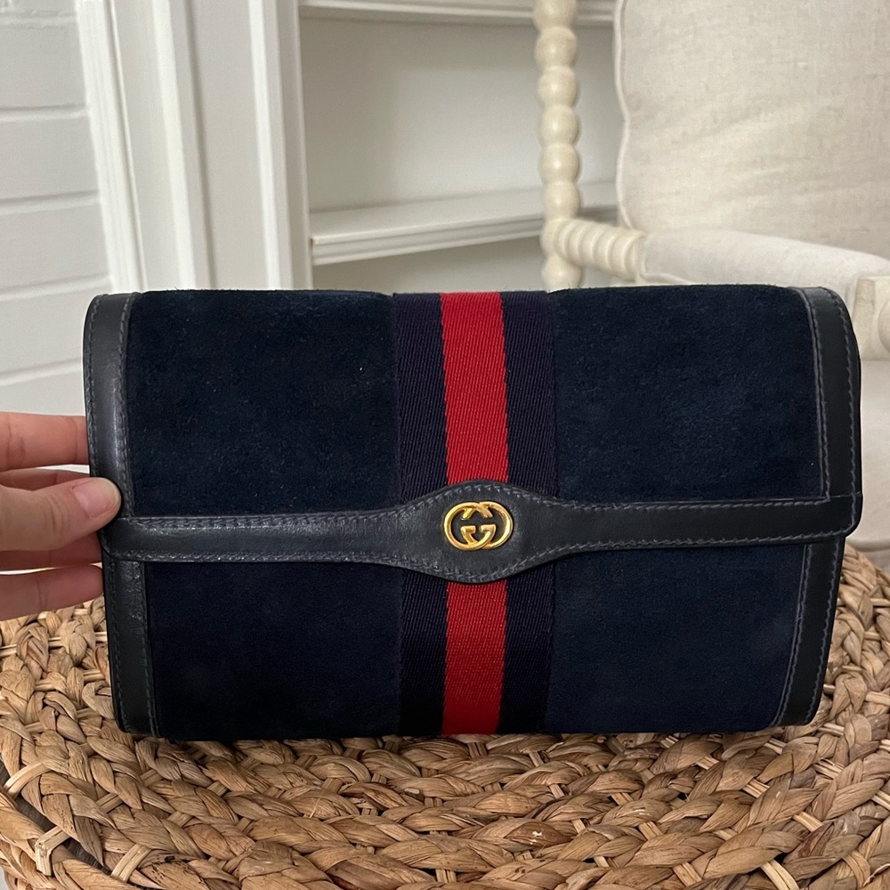 Authentic vintage gucci suede clutch